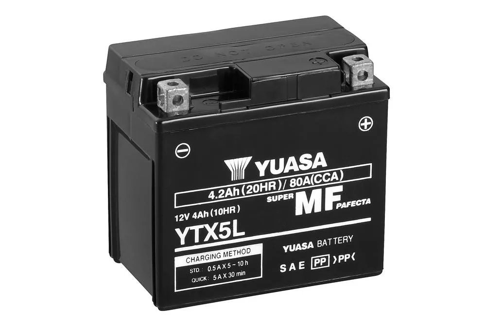 Yuasa YTX5L AGM Batterie 12V 4AH WC - Einbaufertig (YTX5L-BS CTX5L-BS FTX5L-BS GTX5L-BS) Yuasa YTX5L AGM Batterie 12V 4 AH (WC) ab Werk gefüllt