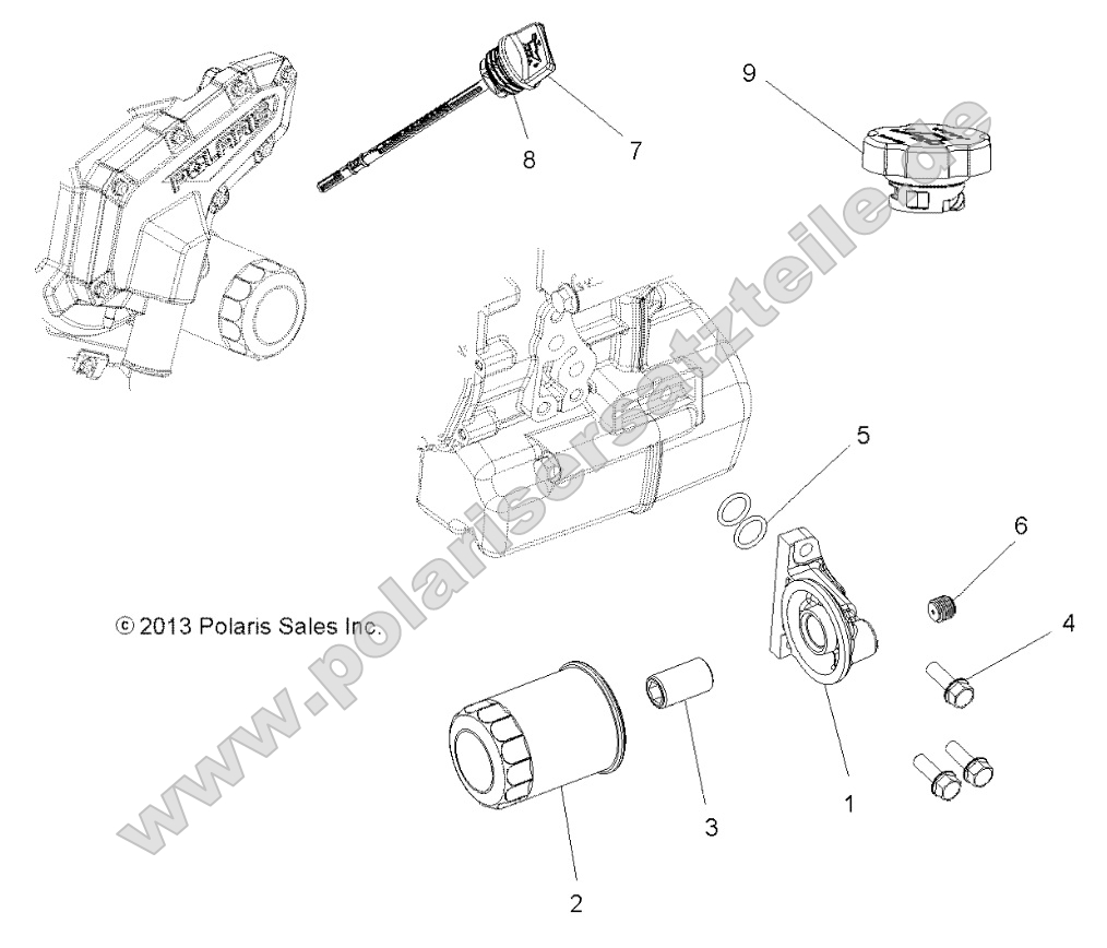 Engine, Oil Filter and Dipstick