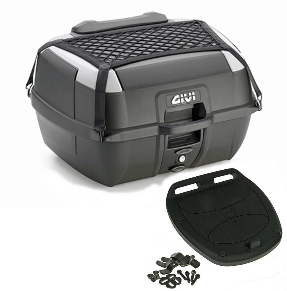 Givi Monolock Topcase B45+ - 45 Liter - schwarz mit silber satiniert - inkl. Montagekit