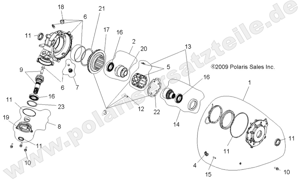 DRIVE TRAIN, FRONT GEARCASE (Built 11/02/09 to 3/08/10)