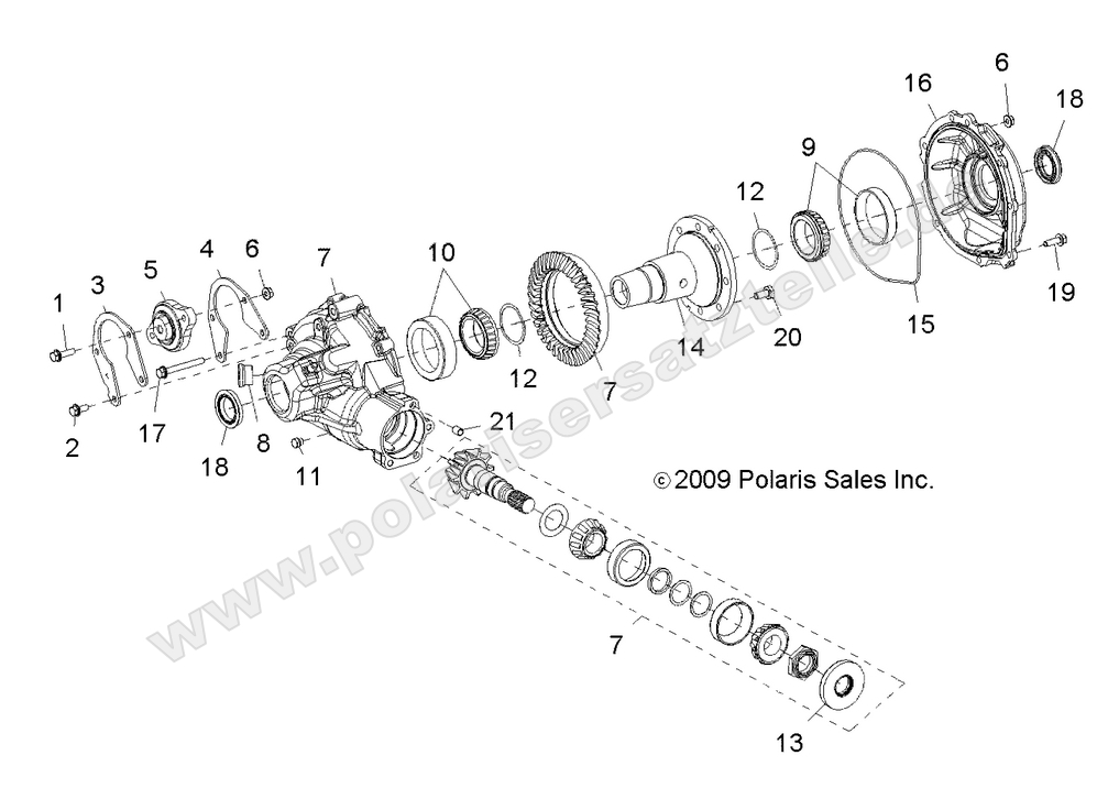 drive train gearcase carrier internal components