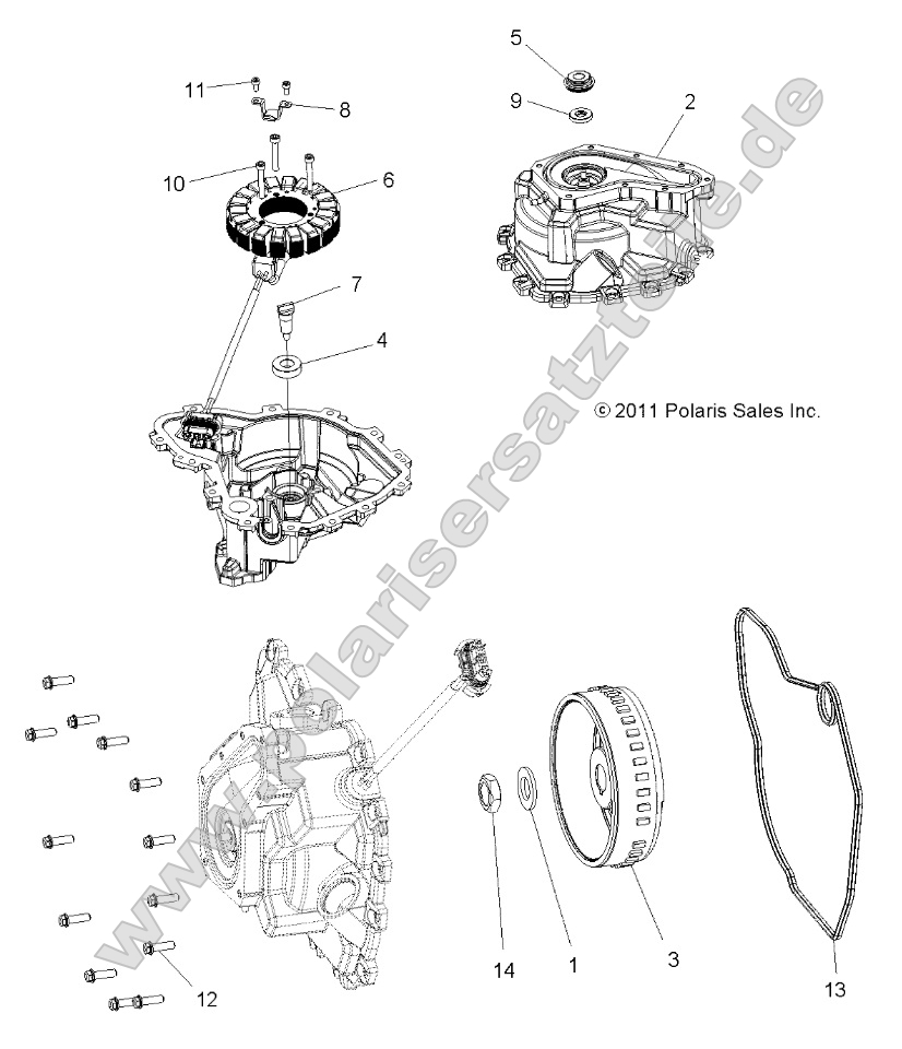 Engine, Stator Cover and Flywheel