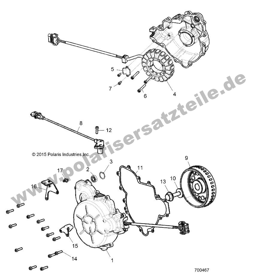 ENGINE, STATOR AND FLYWHEEL