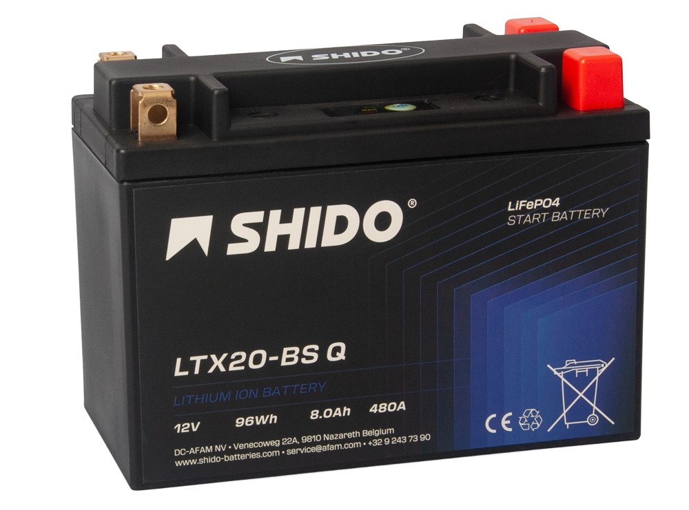 Shido LTX20-BS Q Lithium Ionen Batterie 12V LiFePO4 (YTX20-BS YTX20HL-BS)