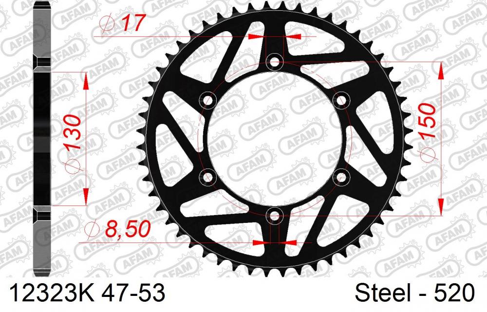AFAM_MX_Black_Edition_Kettenrad_Stahl_hinten___520___12323K AFAM MX Black Edition Kettenrad Stahl hinten - 520 - 12323K