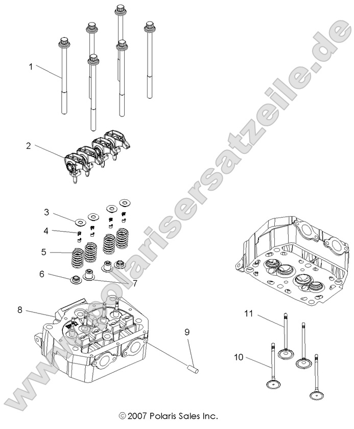 engine cylinder head and valves