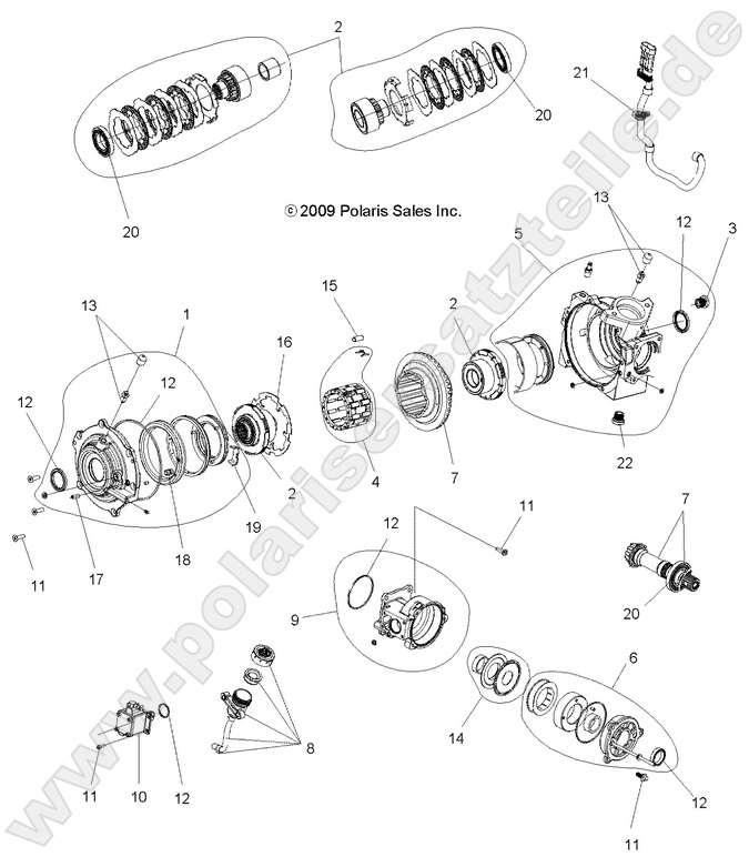 DRIVE TRAIN, FRONT GEARCASE INTERNALS (Built 3/05/10 and Before)