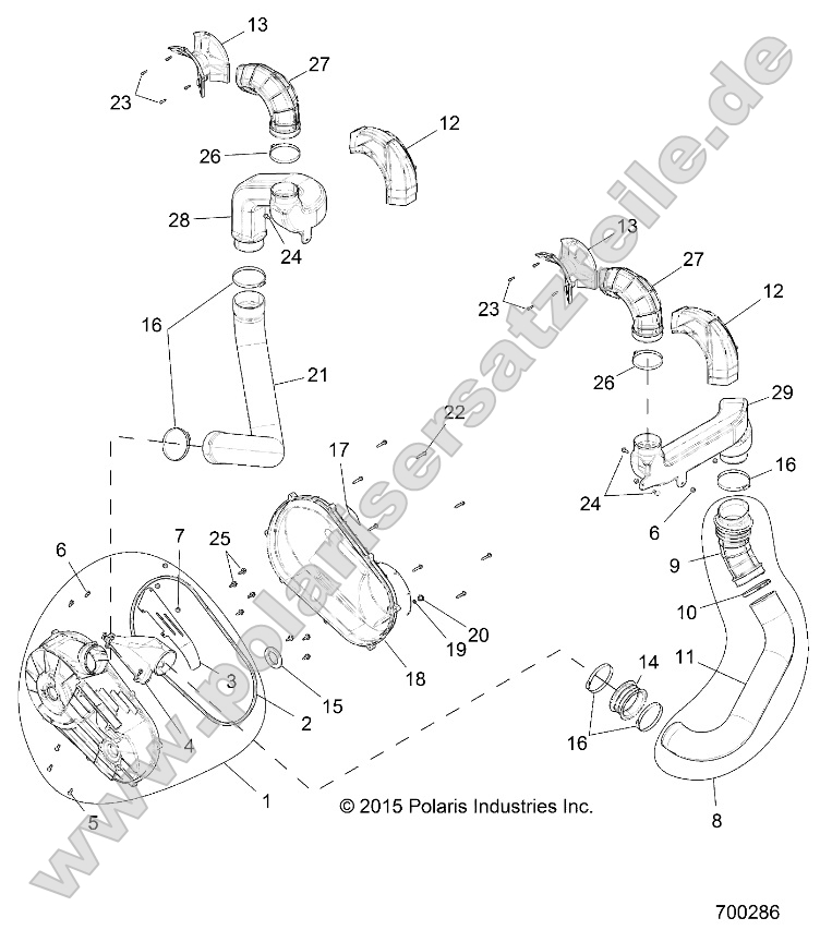 Drive Train, Clutch Cover and Ducting (700286)
