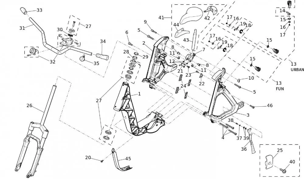 Rahmen / Lenker / Sattel