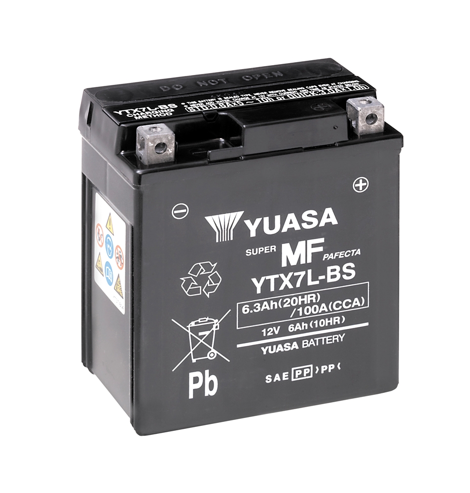 Yuasa YTX7L-BS AGM Batterie 12V 6AH CP - Einbaufertig (GTX7L-BS FTX7L-BS)