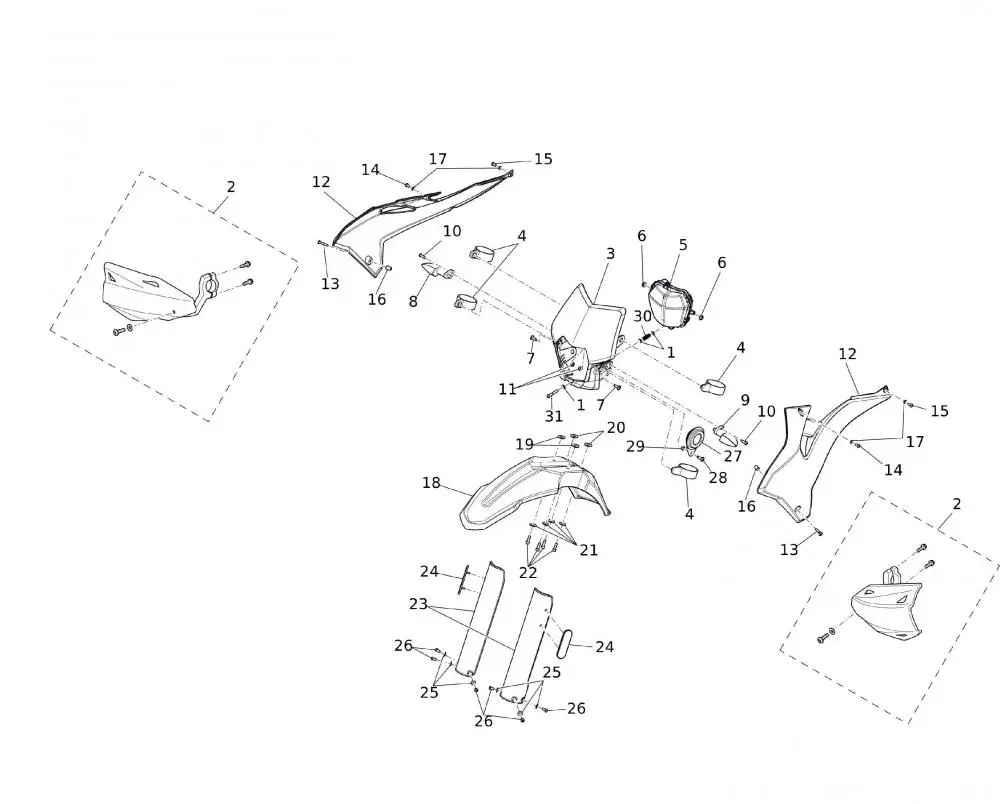 Vordere Kunststoffteile