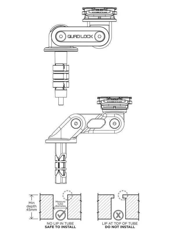Quad Lock Gabelvorbauhalterung - Lenkkopfrohr - QLM-FSM
