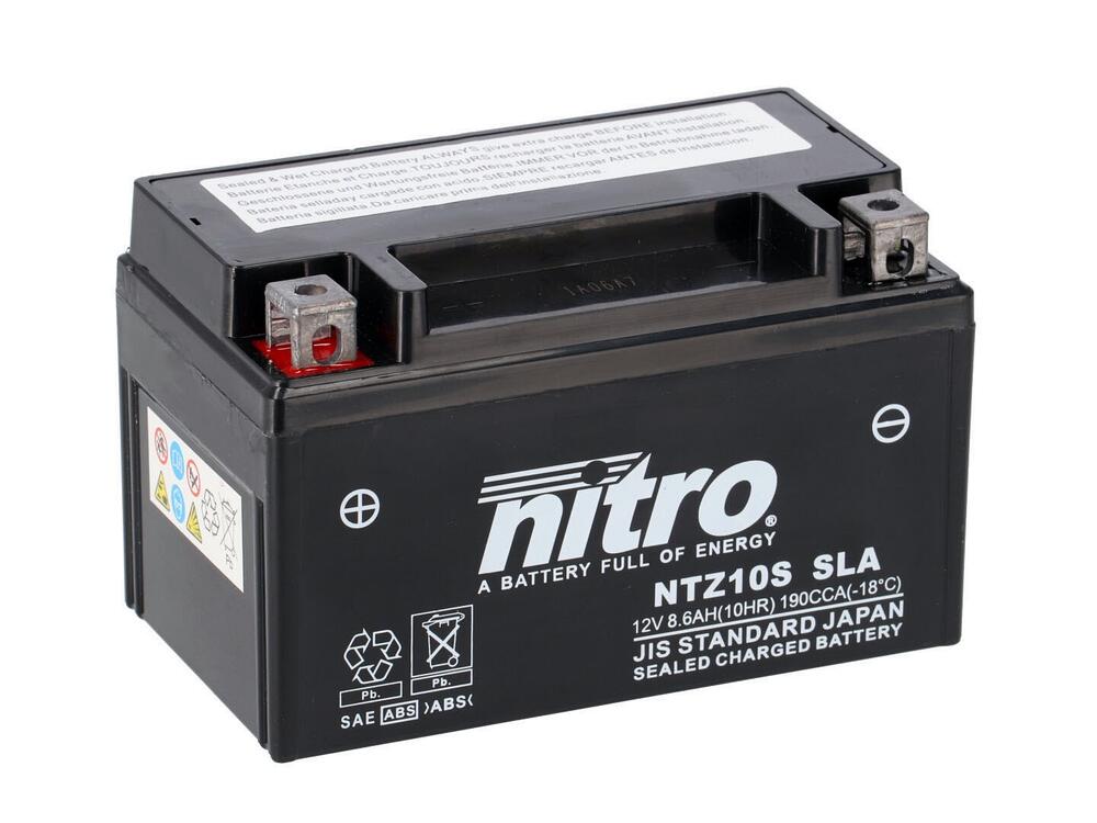NTZ10S-SLA Nitro NTZ10S SLA GEL AGM Batterie 12V 8,6AH - Einbaufertig (YTZ10S YTZ10S-BS)