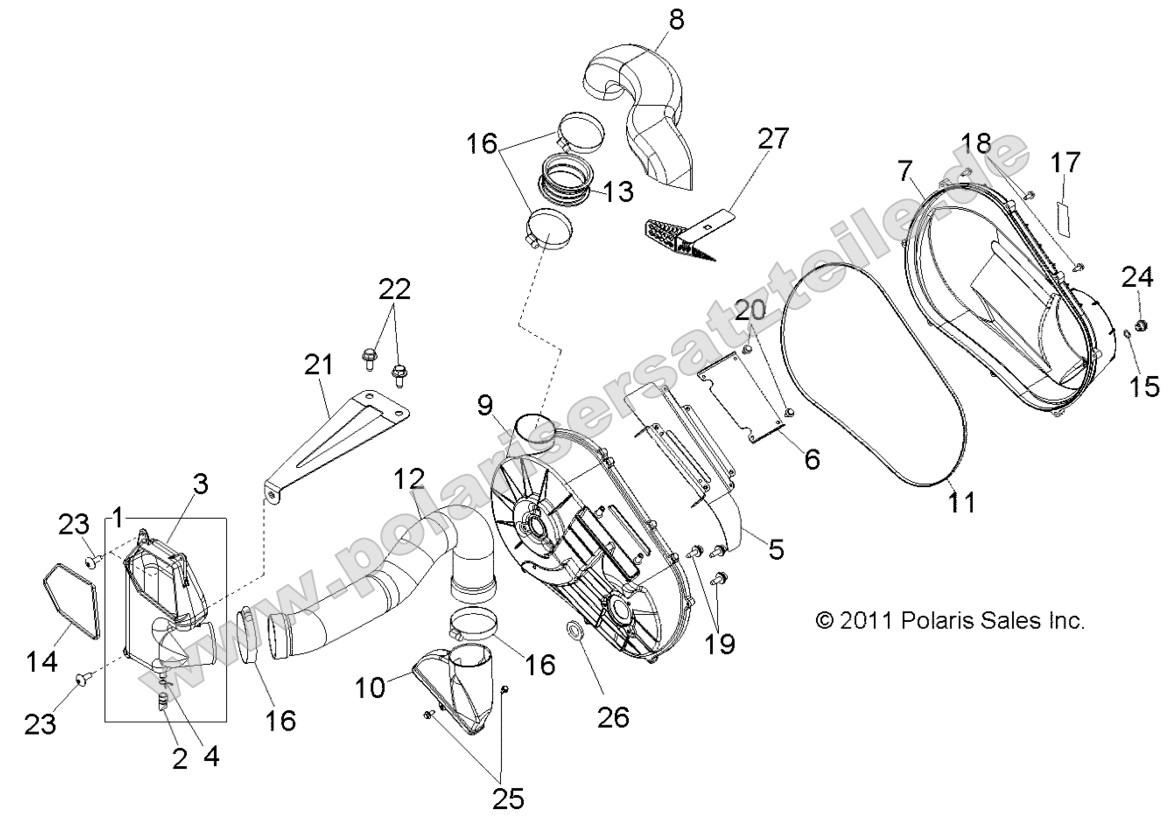 DRIVE TRAIN, CLUTCH COVER and DUCTING