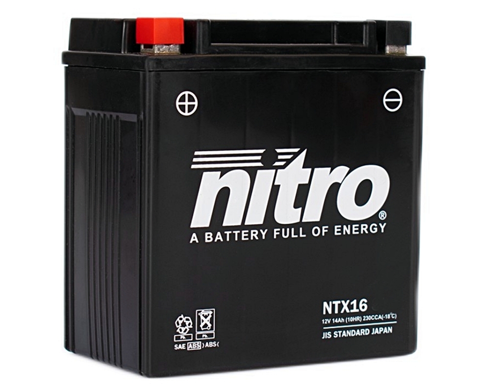 Nitro NTX16-BS AGM Batterie 12V 14AH - Einbaufertig (YTX16-BS FTX16-BS)