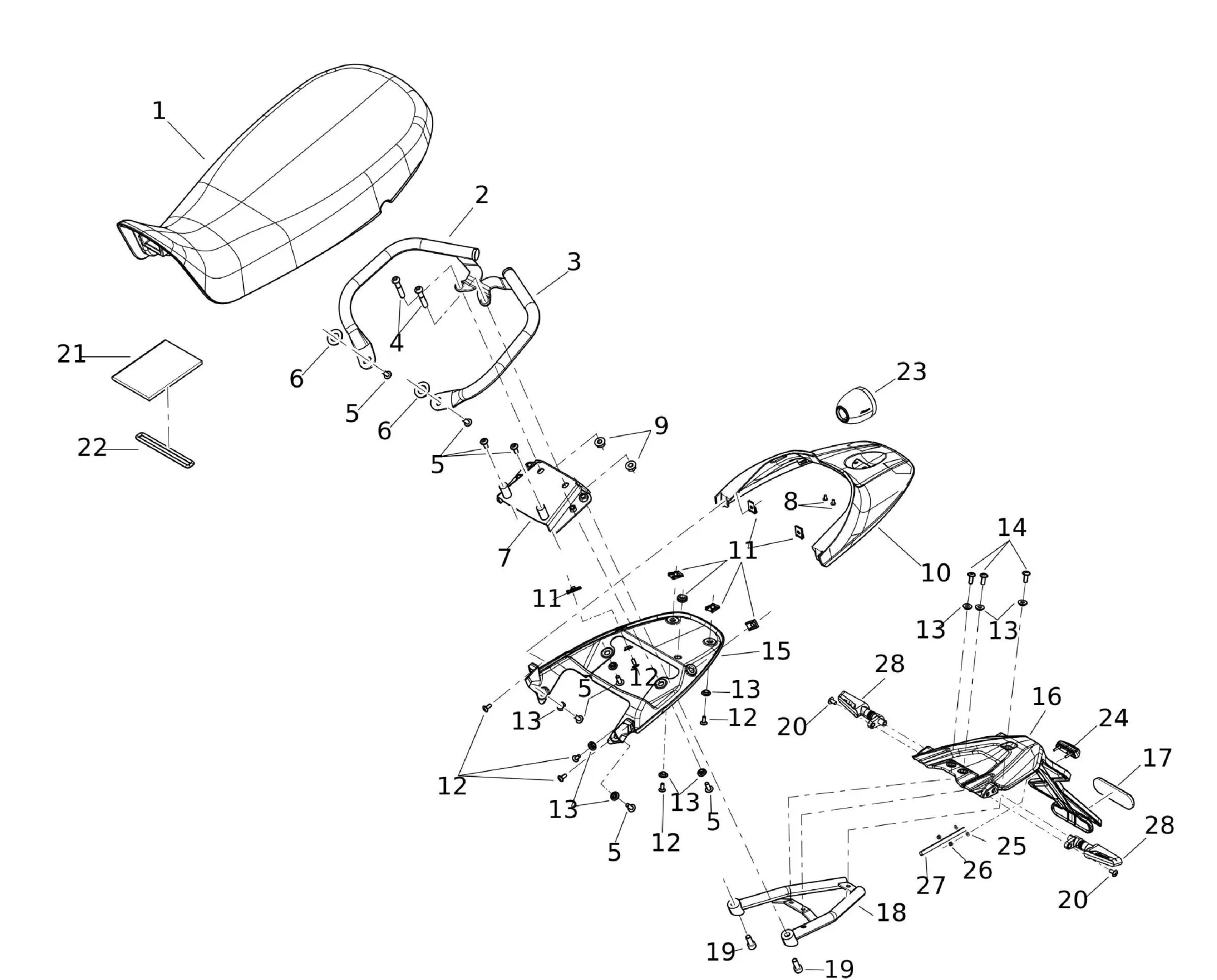 Sitzbank / Schutzblech hinten