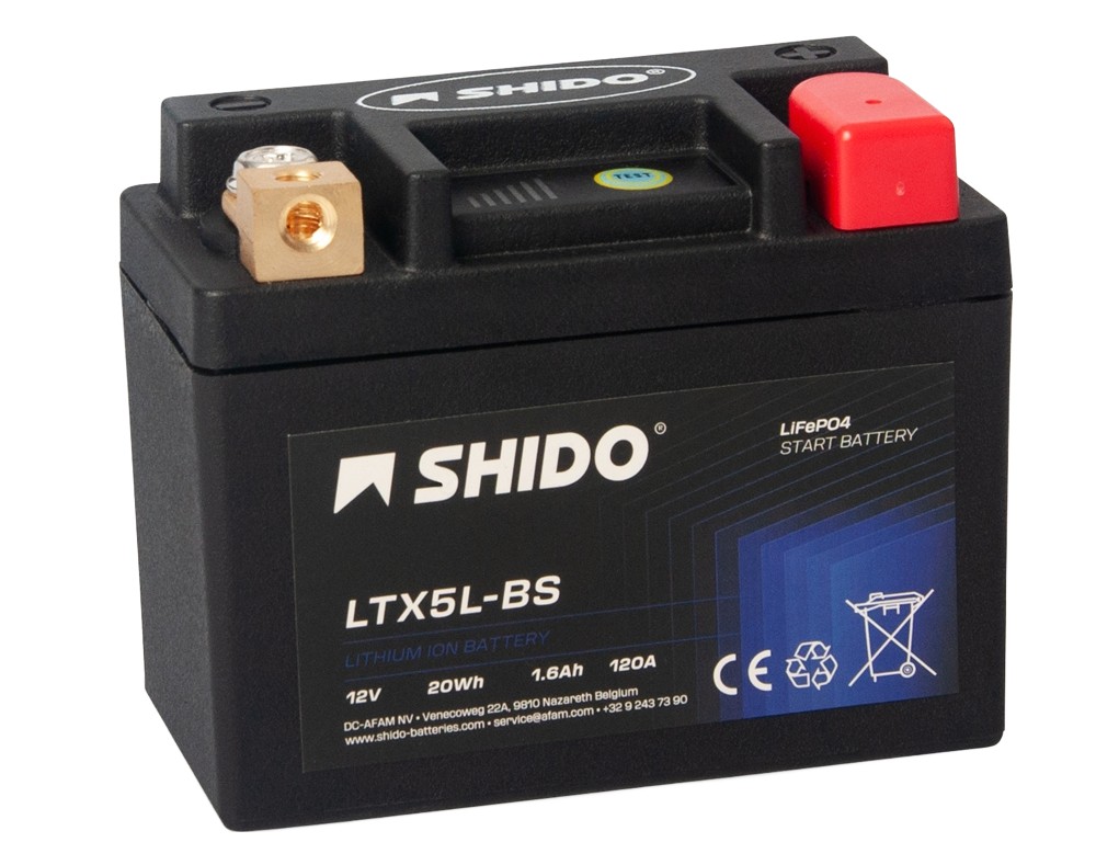 Shido LTX5L-BS Lithium Ionen Batterie 12V LiFePO4 (YTX5L-BS YTC5L-BS FTX5L-BS)