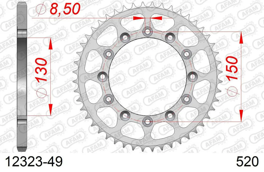 12323-49 AFAM Kettensatz Stahl 520 XRR3-G 13x49 - Yamaha WR 125 2002-03 - 01213753