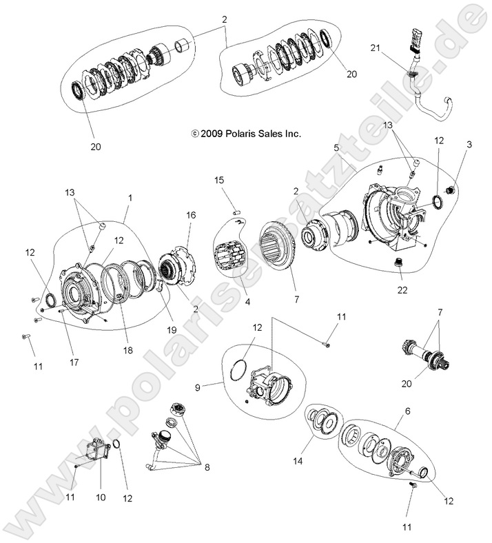 DRIVE TRAIN, FRONT GEARCASE INTERNALS (Built 3/05/10 and Before)