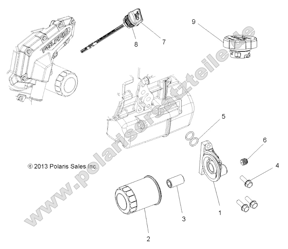 Engine, Oil Filter and Dipstick