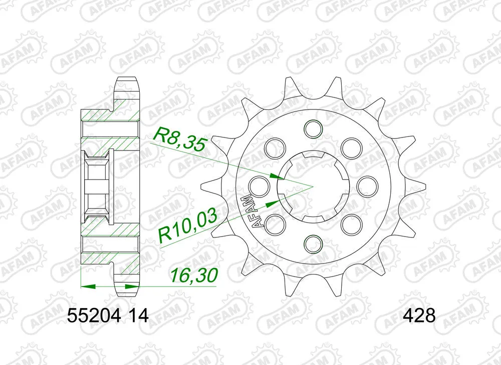 AFAM-Ritzel-vorne-428-14-Zaehne-55204-14-3 AFAM Ritzel vorne 428 - 14 Zähne - Beta RR 125 2021- | Fantic XEF / XMF 125 2021- | Caballero 125