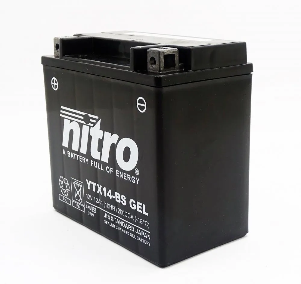Nitro NTX14 / YTX14-BS SLA GEL AGM Batterie 12V 12AH - Einbaufertig (FTX14-BS)