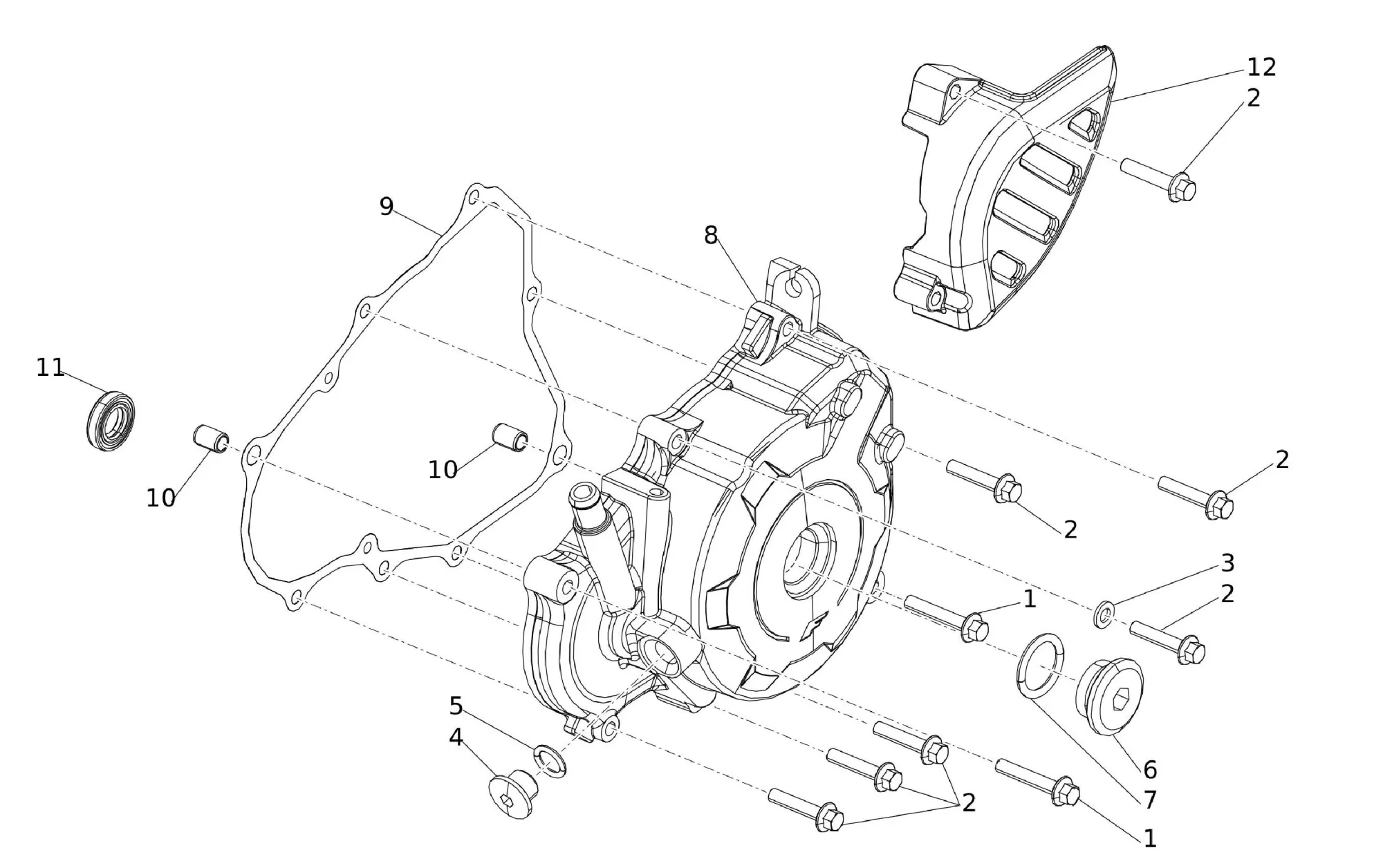 Motorgehäusedeckel links
