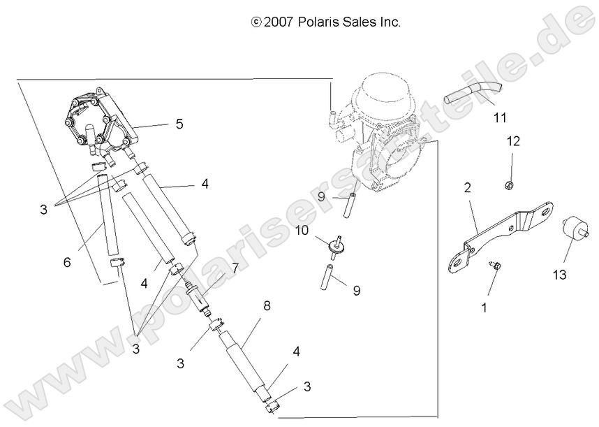 ENGINE, CARBURETOR MOUNTING and FUEL PUMP and LINES