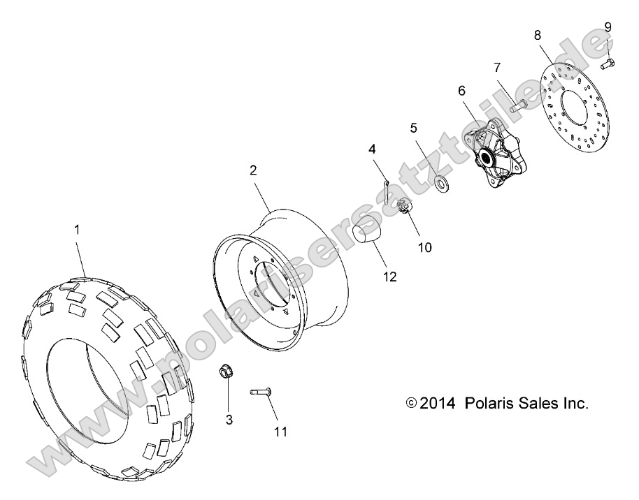 Wheels, Front Tire and Brake Disc (49ATVWHEELFRT14SP325)
