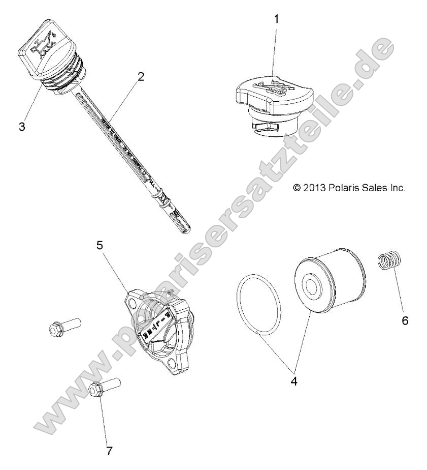 Engine, Oil Filter, Dipstick and Fill Cap