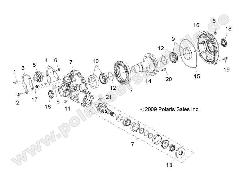 drive train gearcase carrier internal components