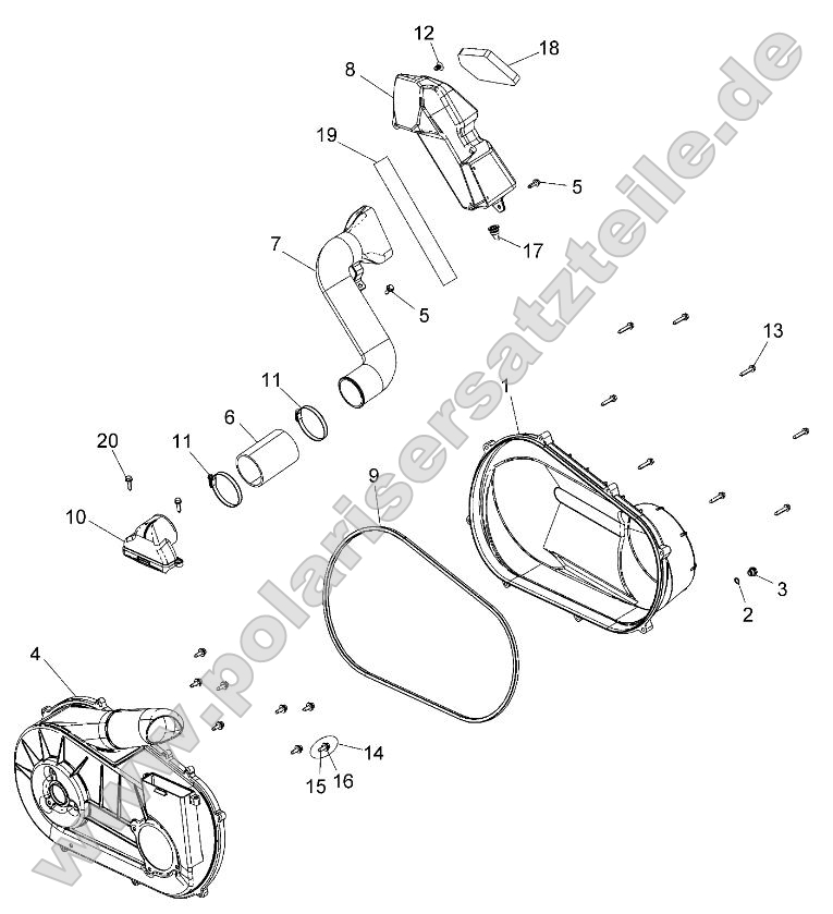 Drive Train, Clutch Cover and Ducting