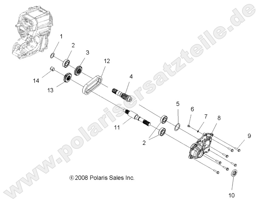 DRIVE TRAIN, MAIN GEARCASE OUTPUT SHAFT