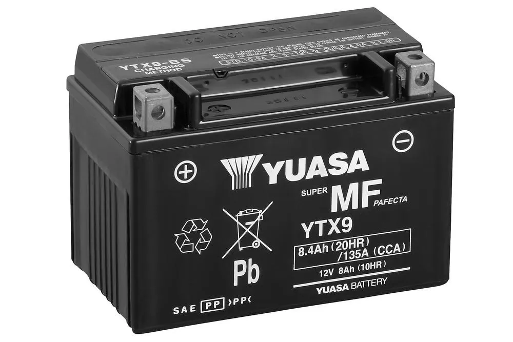 Yuasa YTX9 AGM Batterie 12V 8AH WC - Einbaufertig (YTX9-BS GTX9-BS FTX9-BS CTX9-BS) Yuasa YTX9 AGM Batterie 12V 8 AH (WC) ab Werk gefüllt