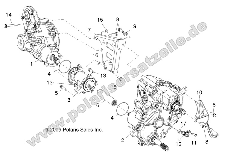 drive train gearcase carrier mounting (Built 5/16/10 and Before)