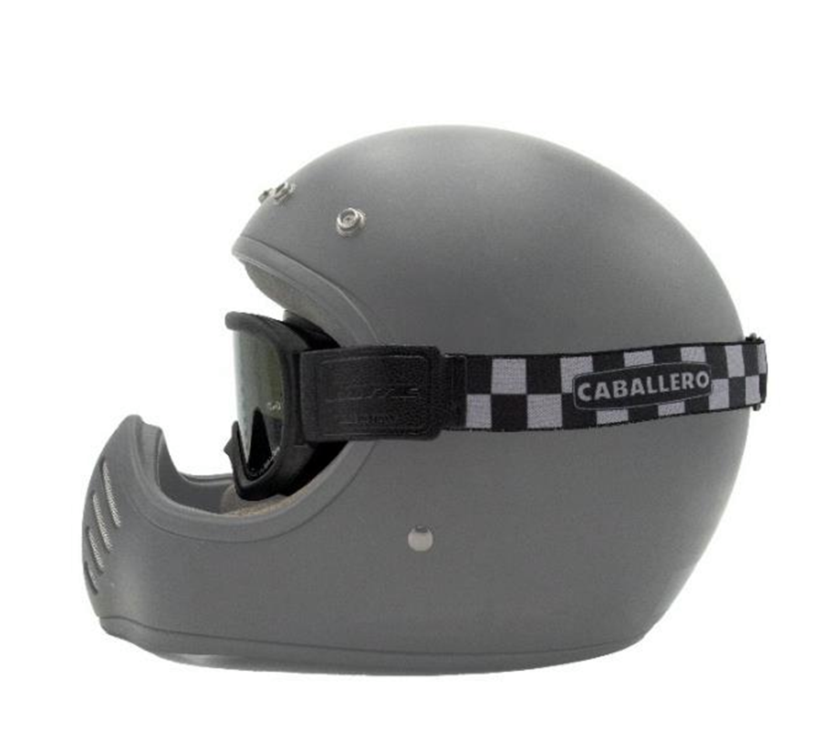 Fantic-Caballero-Motorradbrille-Zielflagge-schwarz-klares-Glas-08813005-am-Helm