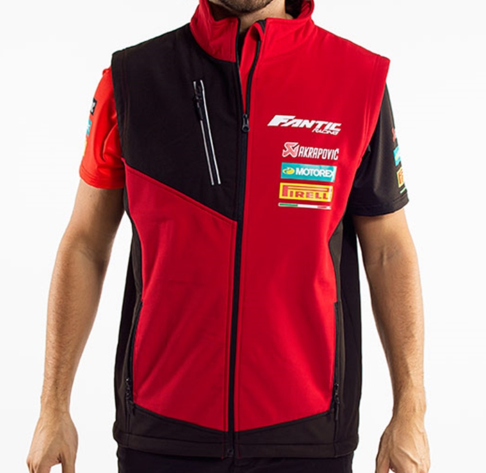 Fantic Original Soft Shell Weste schwarz/rot - FANTIC RACING TEAM REPLICA - L - TEES520RAC03