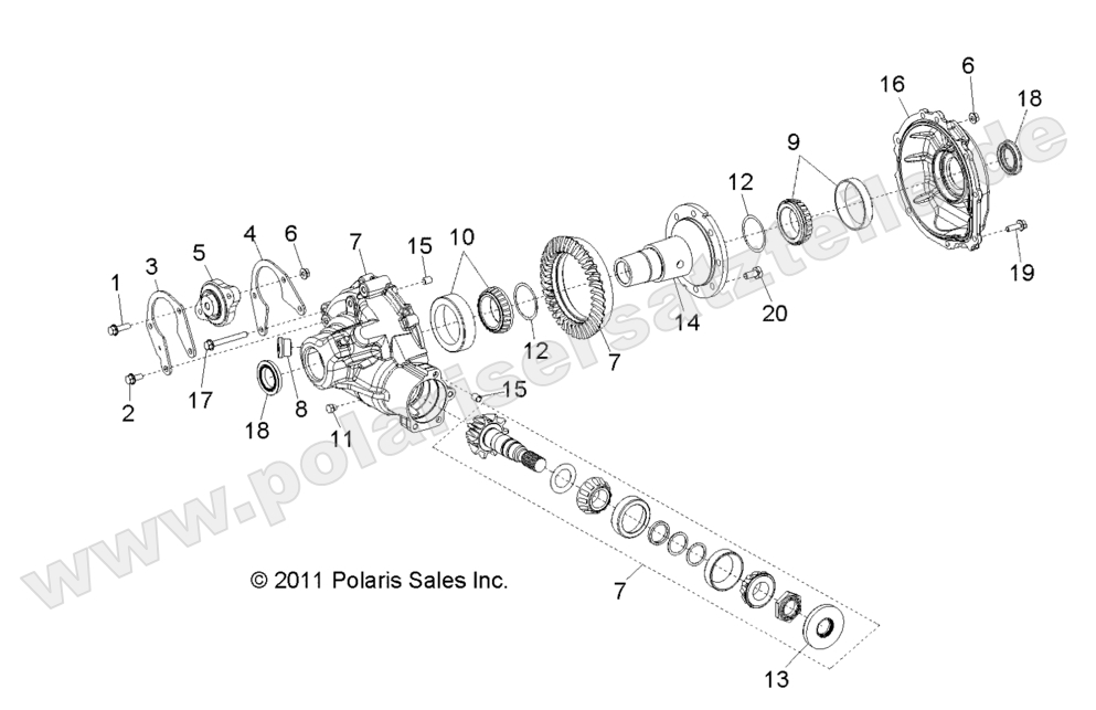 DRIVE TRAIN, GEARCASE, CARRIER, INTERNAL COMPONENTS