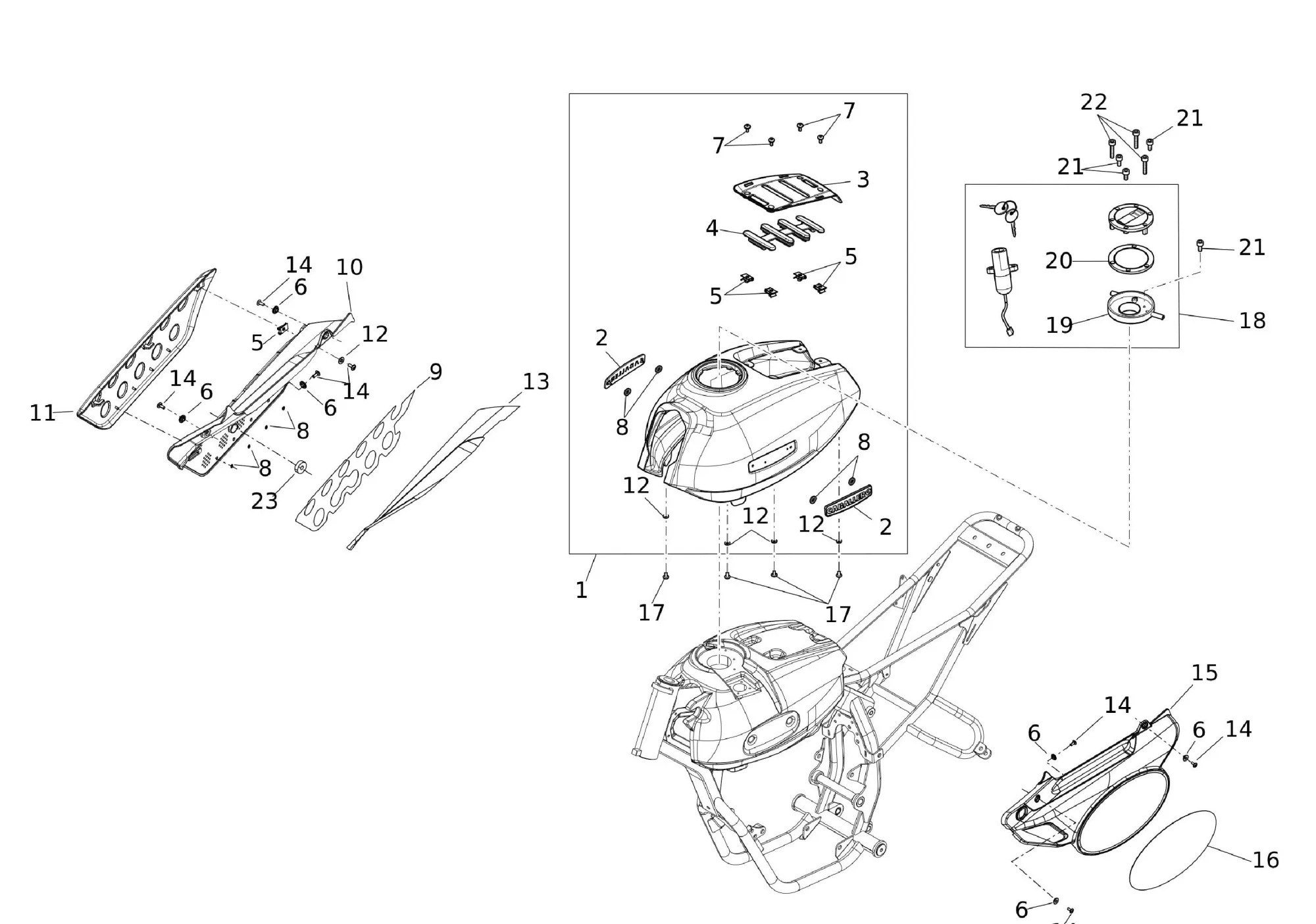 Verkleidung mitte - Schlosssatz