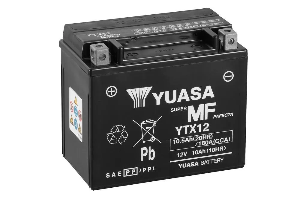 Yuasa YTX12 AGM Batterie 12V 10 AH (WC) ab Werk gefüllt