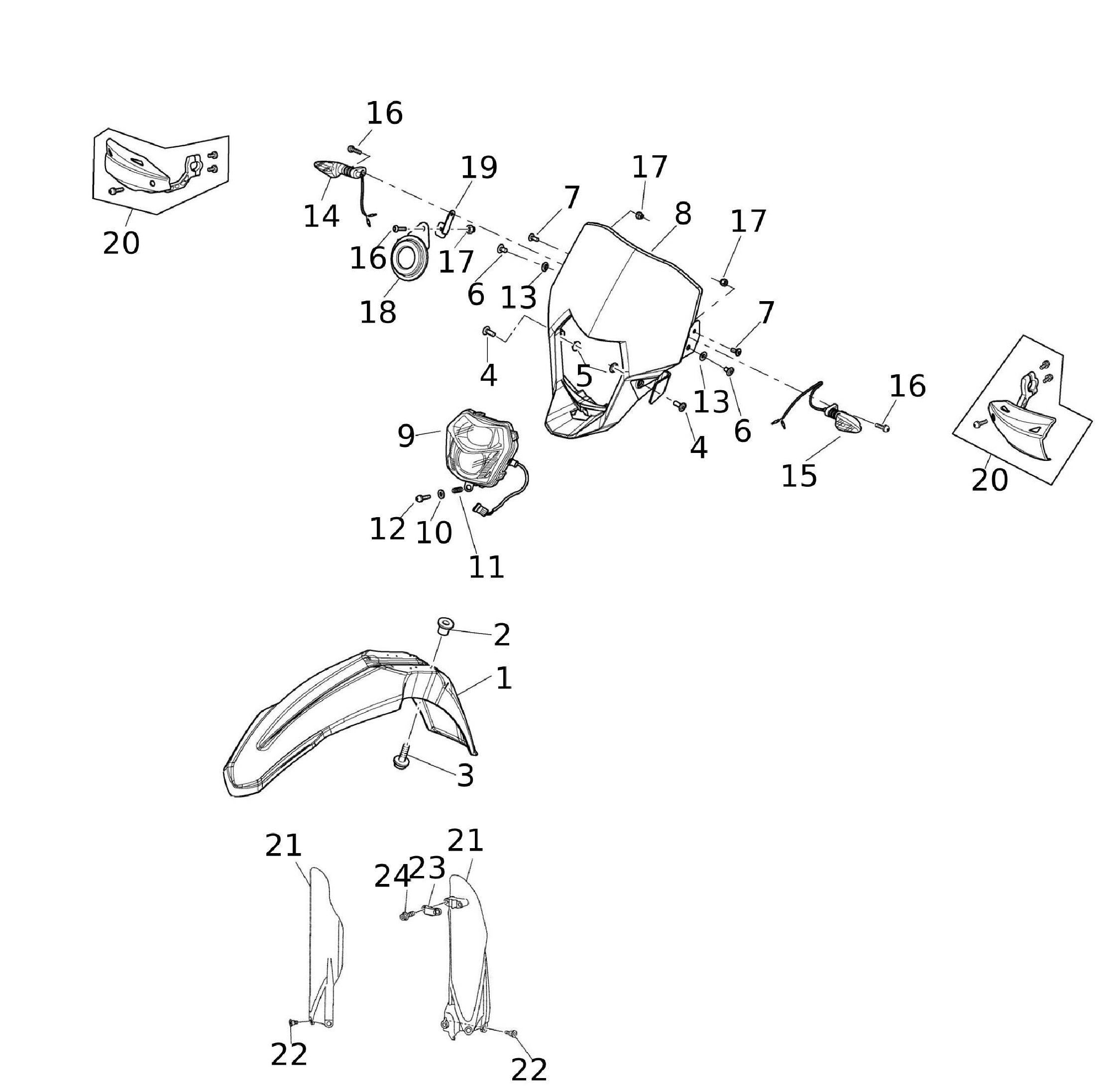Verkleidung vorne / Scheinwerfer Verkleidung vorne / Scheinwerfer