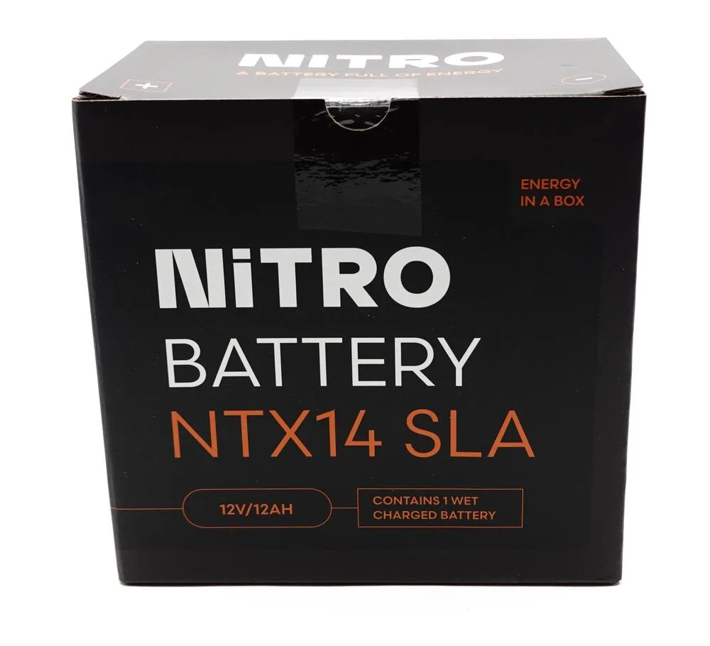Nitro-NTX14-YTX14-BS-SLA-GEL-AGM-Batterie-12V-12AH-Einbaufertig-Verpackung Nitro NTX14 SLA GEL AGM Batterie 12V 12AH - Einbaufertig (YTX14-BS FTX14-BS)