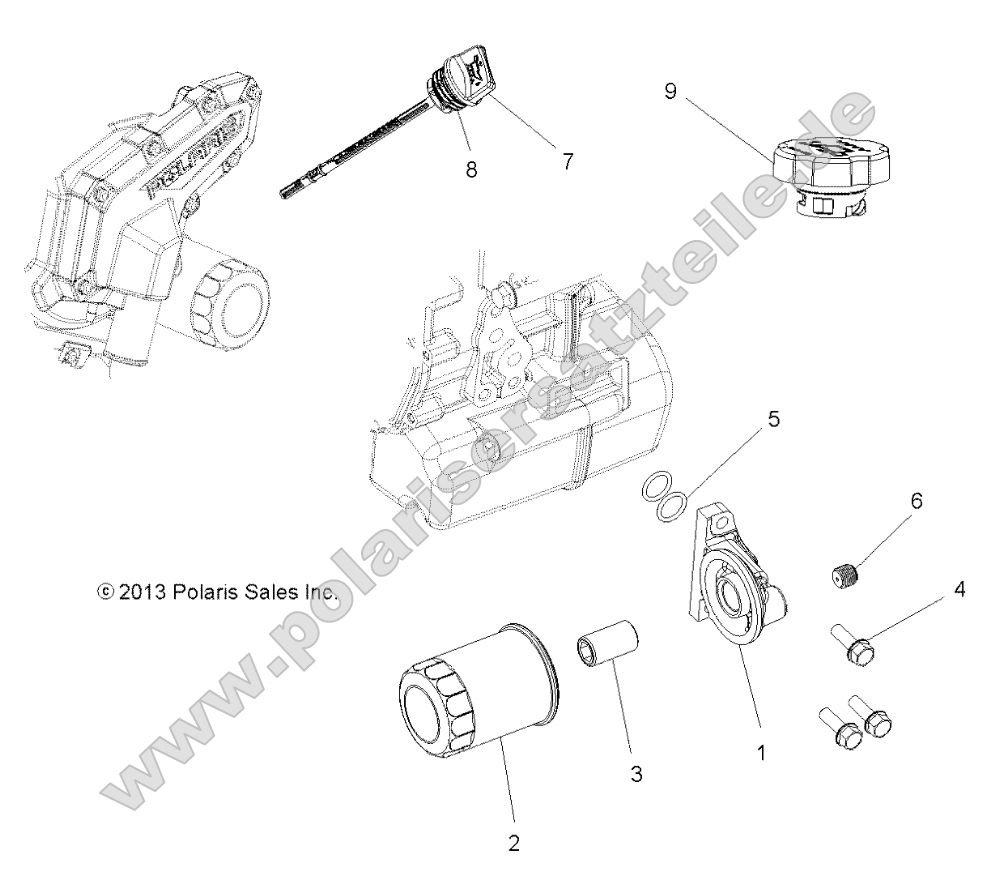Engine, Oil Filter and Dipstick