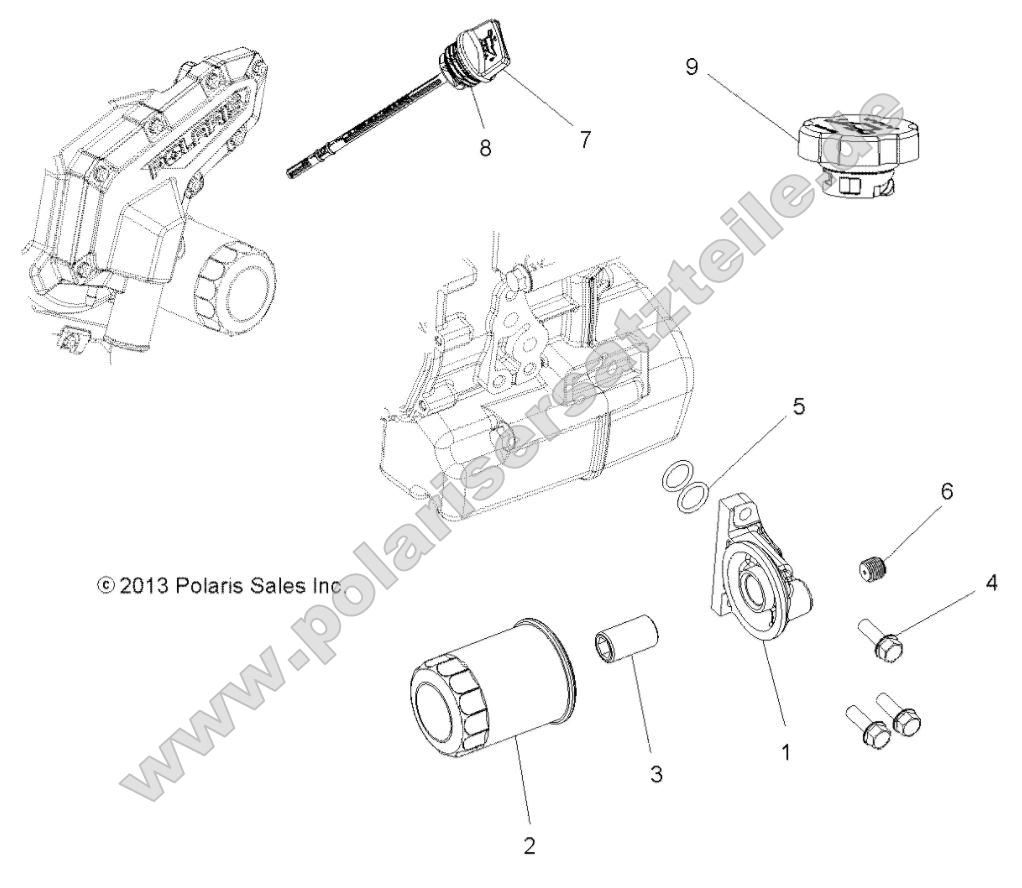 Engine, Oil Filter and Dipstick