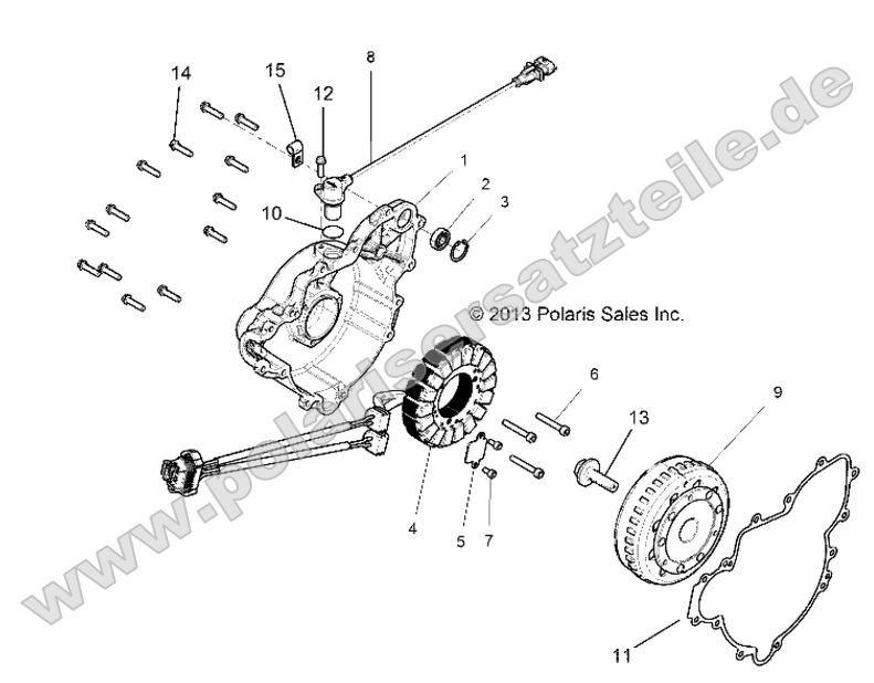 ENGINE, STATOR AND FLYWHEEL