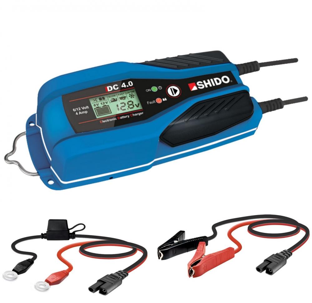 Shido DC4.0 Batterieladegerät 6V / 12V 4A für Blei-Säure + Lithium Batterie