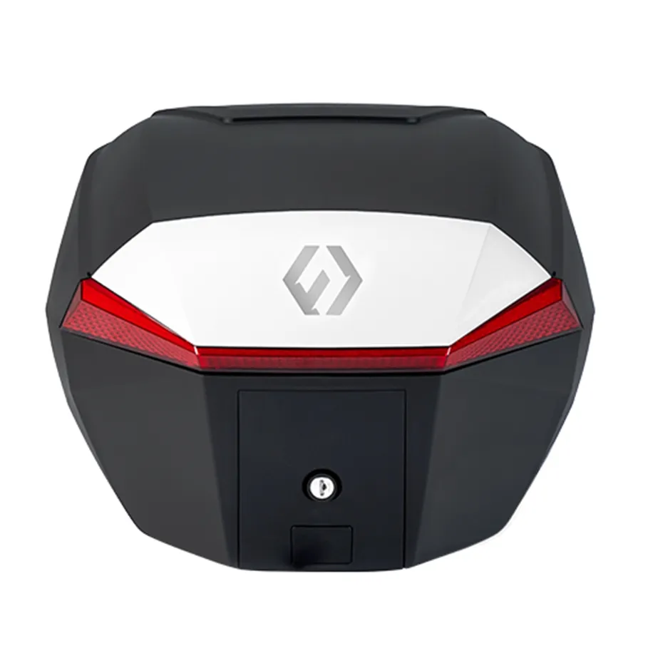 Furchtlos SHIELD S Basic Topcase - 35 Liter - weiß/rot - inkl. Montagekit