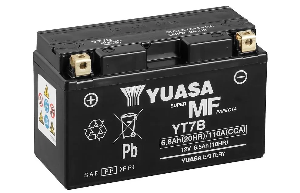Yuasa YT7B AGM Batterie 12V 6,5AH WC - Einbaufertig (YT7B-BS FT7B-BS GT7B-4) Yuasa YT7B AGM Batterie 12V 6.5 AH (WC) ab Werk gefüllt