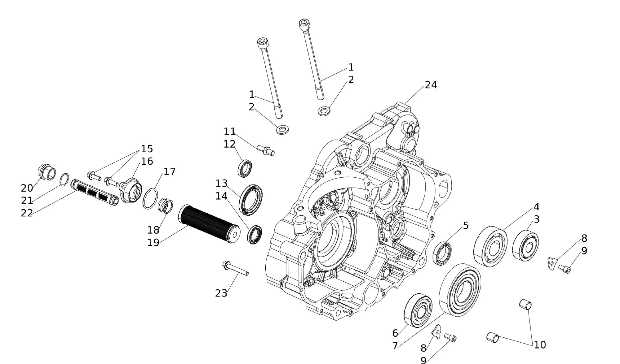 Motorgehäuse rechts / Ölfilter