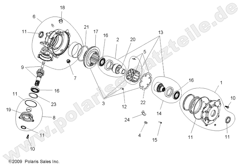 DRIVE TRAIN, FRONT GEARCASE (Produktionsdatum nach 14.04.2009)